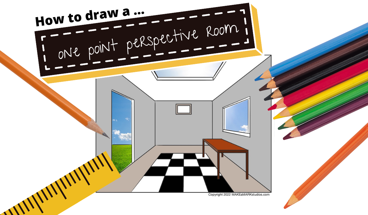 How to draw a 1 point perspective room interior » Make a Mark Studios