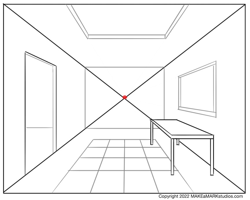 How To Draw A 1 Point Perspective Room Interior » Make A Mark Studios