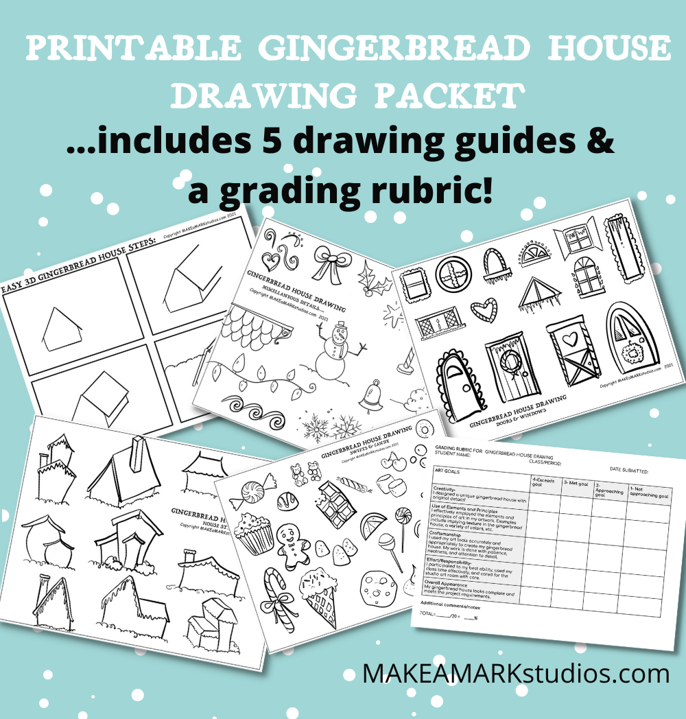 Gingerbread house drawing guides and teacher grading rubric » Make a